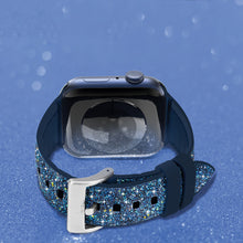 Заредете изображение във визуализатора на галерията – Kingxbar Crystal Fabric Band Strap Watch Bracelet: Ultra / 8/7/6 / SE / 5/4/3/2 (49mm / 45mm / 44mm / 42mm) silicone strap crystal blue band - TopMag
