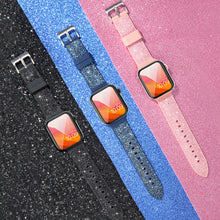 Заредете изображение във визуализатора на галерията – Kingxbar Crystal Fabric Band Strap Watch Bracelet: Ultra / 8/7/6 / SE / 5/4/3/2 (49mm / 45mm / 44mm / 42mm) silicone strap crystal blue band - TopMag
