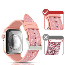 Заредете изображение във визуализатора на галерията – Kingxbar Crystal Fabric Band Strap Watch Bracelet: Ultra / 8/7/6 / SE / 5/4/3/2 (49mm / 45mm / 44mm / 42mm) silicone strap crystal band pink - TopMag
