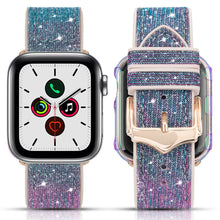 Заредете изображение във визуализатора на галерията – Kingxbar Chameleon Band Strap Watch Bracelet 6 / SE / 5/4/3/2 (40mm / 38mm) Silicone Strap Crystal Band Blue - TopMag
