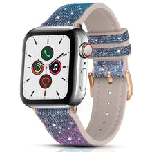 Заредете изображение във визуализатора на галерията – Kingxbar Chameleon Band Strap Watch Bracelet 6 / SE / 5/4/3/2 (40mm / 38mm) Silicone Strap Crystal Band Blue - TopMag
