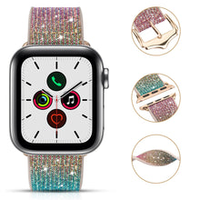 Заредете изображение във визуализатора на галерията – Kingxbar Chameleon Band Strap Watch Bracelet 6 / SE / 5/4/3/2 (40mm / 38mm) Silicone Strap Crystal Band Gold - TopMag

