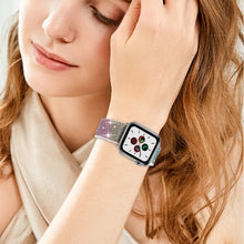 Заредете изображение във визуализатора на галерията – Kingxbar Chameleon Band Strap Watch Bracelet 6 / SE / 5/4/3/2 (40mm / 38mm) Silicone Strap Crystal Band Gold - TopMag
