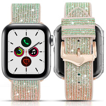 Заредете изображение във визуализатора на галерията – Kingxbar Chameleon Band Strap Watch Bracelet 6 / SE / 5/4/3/2 (40mm / 38mm) Silicone Strap Crystal Wristband Silver - TopMag
