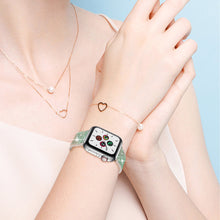Заредете изображение във визуализатора на галерията – Kingxbar Chameleon Band Strap Watch Bracelet 6 / SE / 5/4/3/2 (40mm / 38mm) Silicone Strap Crystal Wristband Silver - TopMag
