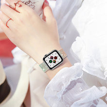 Заредете изображение във визуализатора на галерията – Kingxbar Chameleon Band Strap Watch Bracelet 6 / SE / 5/4/3/2 (40mm / 38mm) Silicone Strap Crystal Wristband Silver - TopMag
