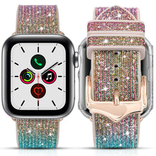Заредете изображение във визуализатора на галерията – Kingxbar Chameleon Band Strap Watch Bracelet: Ultra / 8/7/6 / SE / 5/4/3/2 (49mm / 45mm / 44mm / 42mm) Silicone Strap Crystal Band Gold - TopMag
