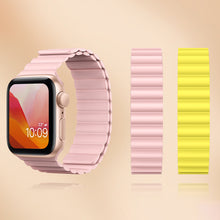 Заредете изображение във визуализатора на галерията – Kingxbar Magnetic Band Strap Watch Bracelet: Ultra / 8/7/6 / SE / 5/4/3/2 (49mm / 45mm / 44mm / 42mm) Magnetic Silicone Band Black - TopMag
