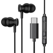 Заредете изображение във визуализатора на галерията – Joyroom ear headphones USB Type C with remote and microphone black (JR-EC04 Black) - TopMag
