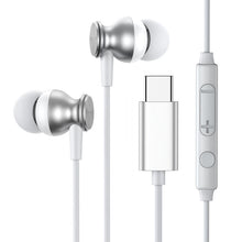Заредете изображение във визуализатора на галерията – Joyroom ear headphones USB Type C with remote and microphone silver (JR-EC04 Silver) - TopMag
