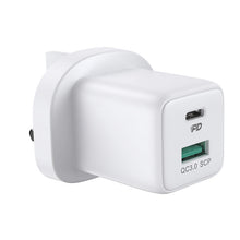 Заредете изображение във визуализатора на галерията – Joyroom wall travel charger USB Type C / USB 30W Power Delivery Quick Charge 4,5A (UK plug) white (L-QP303) - TopMag
