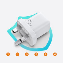 Заредете изображение във визуализатора на галерията – Joyroom USB wall charger Type C 30W Power Delivery 3A (UK plug) white (L-P301) - TopMag
