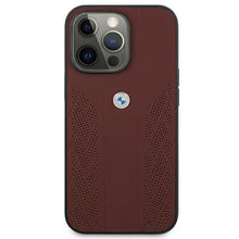 Заредете изображение във визуализатора на галерията – Etui BMW BMHCP13LRSPPR iPhone 13 Pro/13 6,1" czerwony/red hardcase Leather Curve Perforate - TopMag
