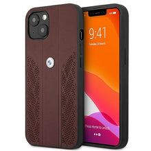 Заредете изображение във визуализатора на галерията – Etui BMW BMHCP13SRSPPR iPhone 13 mini 5,4" czerwony/red hardcase Leather Curve Perforate - TopMag

