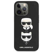Заредете изображение във визуализатора на галерията – Karl Lagerfeld KLHCP13LSAKICKCBK iPhone 13 Pro / 13 6,1" czarny/black hardcase Saffiano Karl &amp; Choupette - TopMag
