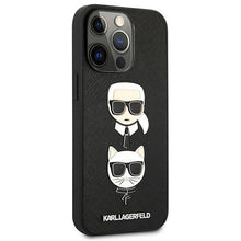 Заредете изображение във визуализатора на галерията – Karl Lagerfeld KLHCP13LSAKICKCBK iPhone 13 Pro / 13 6,1" czarny/black hardcase Saffiano Karl &amp; Choupette - TopMag
