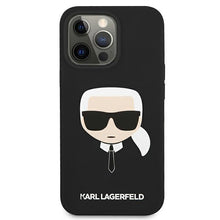 Заредете изображение във визуализатора на галерията – Karl Lagerfeld KLHCP13LSLKHBK iPhone 13 Pro / 13 6,1" czarny/black hardcase Silicone Karl`s Head - TopMag
