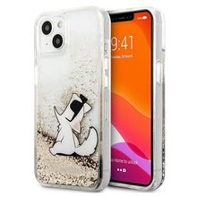 Заредете изображение във визуализатора на галерията – Karl Lagerfeld KLHCP13SGCFD iPhone 13 mini 5,4" złoty/gold hardcase Liquid Glitter Choupette Fun - TopMag
