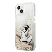 Заредете изображение във визуализатора на галерията – Karl Lagerfeld KLHCP13SGCFD iPhone 13 mini 5,4" złoty/gold hardcase Liquid Glitter Choupette Fun - TopMag
