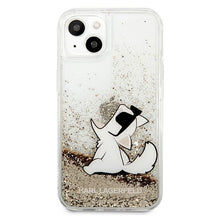 Заредете изображение във визуализатора на галерията – Karl Lagerfeld KLHCP13SGCFD iPhone 13 mini 5,4" złoty/gold hardcase Liquid Glitter Choupette Fun - TopMag
