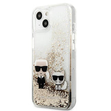 Заредете изображение във визуализатора на галерията – Karl Lagerfeld KLHCP13SGKCD iPhone 13 mini 5,4" złoty/gold hardcase Liquid Glitter Karl&amp;Choupette - TopMag
