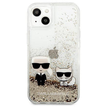 Заредете изображение във визуализатора на галерията – Karl Lagerfeld KLHCP13SGKCD iPhone 13 mini 5,4" złoty/gold hardcase Liquid Glitter Karl&amp;Choupette - TopMag
