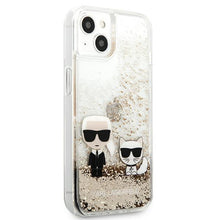 Заредете изображение във визуализатора на галерията – Karl Lagerfeld KLHCP13SGKCD iPhone 13 mini 5,4" złoty/gold hardcase Liquid Glitter Karl&amp;Choupette - TopMag
