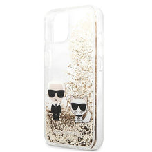 Заредете изображение във визуализатора на галерията – Karl Lagerfeld KLHCP13SGKCD iPhone 13 mini 5,4" złoty/gold hardcase Liquid Glitter Karl&amp;Choupette - TopMag
