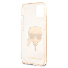 Заредете изображение във визуализатора на галерията – Karl Lagerfeld KLHCP13SKHTUGLGO iPhone 13 mini 5,4" złoty/gold hardcase Glitter Karl`s Head - TopMag
