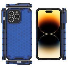 Заредете изображение във визуализатора на галерията – Honeycomb case for iPhone 14 Pro Max armored hybrid cover blue
