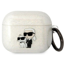 Заредете изображение във визуализатора на галерията – Karl Lagerfeld KLA3HNKCTGT Airpods 3 cover transparent Gliter Karl&amp;Choupette
