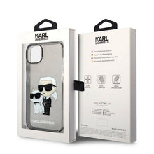 Заредете изображение във визуализатора на галерията – Karl Lagerfeld KLHCP14SHNKCTGK iPhone 14 6.1" black/black hardcase Gliter Karl&amp;Choupette
