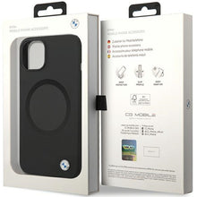 Заредете изображение във визуализатора на галерията – Original Case BMW Signature Liquid Silicone MagSafe BMHMP14SSILBK2 for Iphone 14 Black
