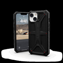 Заредете изображение във визуализатора на галерията – UAG Monarch - protective case for iPhone 13/14 (kevlar black)
