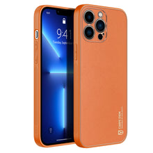 Заредете изображение във визуализатора на галерията – Dux Ducis Yolo elegant case made of soft TPU and PU leather for iPhone 13 Pro orange - TopMag
