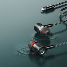 Заредете изображение във визуализатора на галерията – Remax wired metal in-ear headphones with 1.2m Lightning volume remote control black (RM-598is) - TopMag
