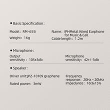 Заредете изображение във визуализатора на галерията – Remax wired metal in-ear headphones with volume remote control Lightning 1.2m silver (RM-655is) - TopMag
