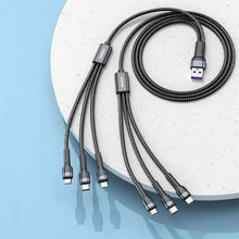 Заредете изображение във визуализатора на галерията – Remax Jany Series multi-functional 6in1 USB cable - micro USB + USB Type C + Lightning / micro USB + USB Type C + Lightning 2m silver (RC-124) - TopMag
