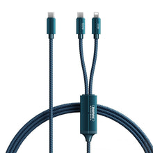 Заредете изображение във визуализатора на галерията – Remax Kerolla Series 2in1 fast cable USB Type C - USB Type C + Lightning PD QC AFC FCP 100W 1m blue (RC-093CCL) - TopMag

