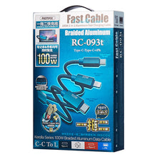 Заредете изображение във визуализатора на галерията – Remax Kerolla Series 2in1 fast cable USB Type C - USB Type C + Lightning PD QC AFC FCP 100W 1m blue (RC-093CCL) - TopMag
