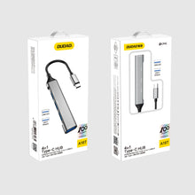 Заредете изображение във визуализатора на галерията – Dudao HUB 4in1 USB-C - 4x USB-A (3 x USB2.0 / USB3.0) 6.3cm black (A16T)
