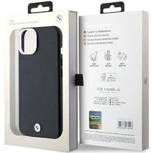 Заредете изображение във визуализатора на галерията – BMW Signature Wrapped Metal MagSafe Case for iPhone 15/14/13 - Black
