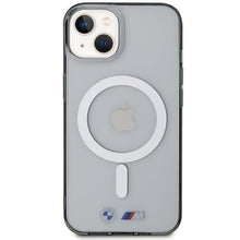 Заредете изображение във визуализатора на галерията – BMW BMHMP14SHCRS iPhone 14 6.1" case transparent hardcase Silver Ring MagSafe
