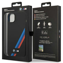 Заредете изображение във визуализатора на галерията – Case BMW BMHCP14M22SOTK iPhone 14 Plus 6.7" black/black Silicone Slanted Sttripes
