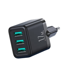 Заредете изображение във визуализатора на галерията – Joyroom JR-TCN02 3xUSB-A 12W 3.4A mains charger - black
