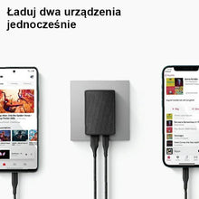 Заредете изображение във визуализатора на галерията – UNIQ Ład. siec. Votre Slim Duo 20W USB-C + USB-A czarny/charcoal black - TopMag
