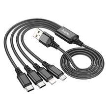 Заредете изображение във визуализатора на галерията – HOCO cable USB 4in1 to iPhone Lightning 8-pin + Micro + 2x Type C X76 black
