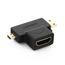 Заредете изображение във визуализатора на галерията – Ugreen adapter HDMI Type A (female) to mini HDMI (male) / micro HDMI (male) black (20144) - TopMag
