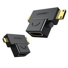 Заредете изображение във визуализатора на галерията – Ugreen adapter HDMI Type A (female) to mini HDMI (male) / micro HDMI (male) black (20144) - TopMag
