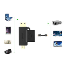 Заредете изображение във визуализатора на галерията – Ugreen adapter HDMI Type A (female) to mini HDMI (male) / micro HDMI (male) black (20144) - TopMag
